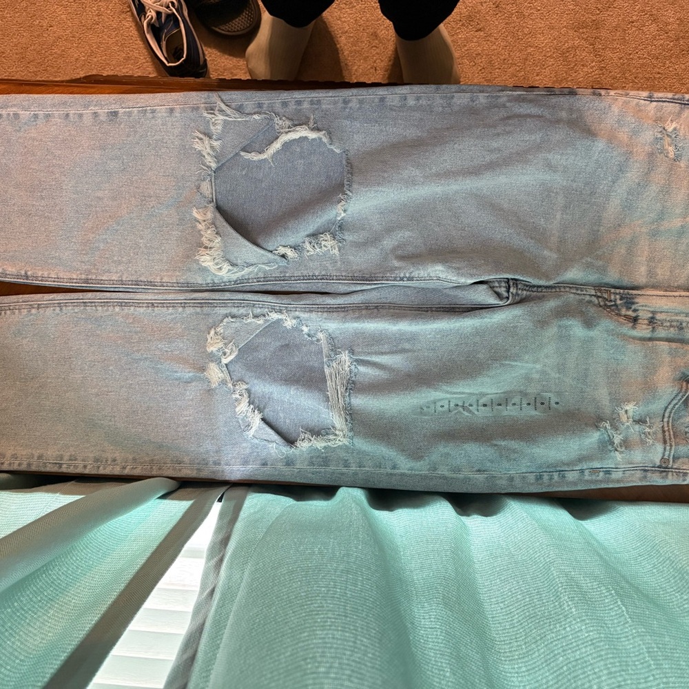 American Eagle Outfitters Distressed Light Blue Boyfriend Jeans